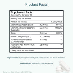 BetterVits Collagen Complex with Hyaluronic Acid & Turmeric 60 Capsules | Skin, Joint & Bone Support