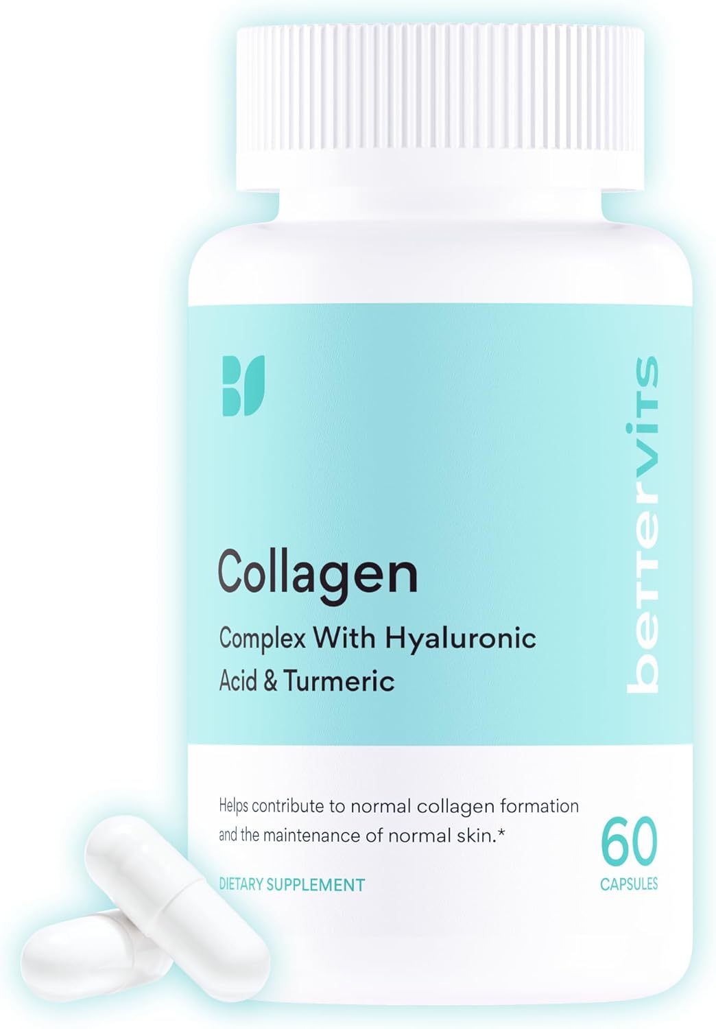 BetterVits Collagen Complex with Hyaluronic Acid & Turmeric 60 Capsules | Skin, Joint & Bone Support