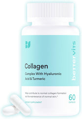 BetterVits Collagen Complex with Hyaluronic Acid & Turmeric 60 Capsules | Skin, Joint & Bone Support