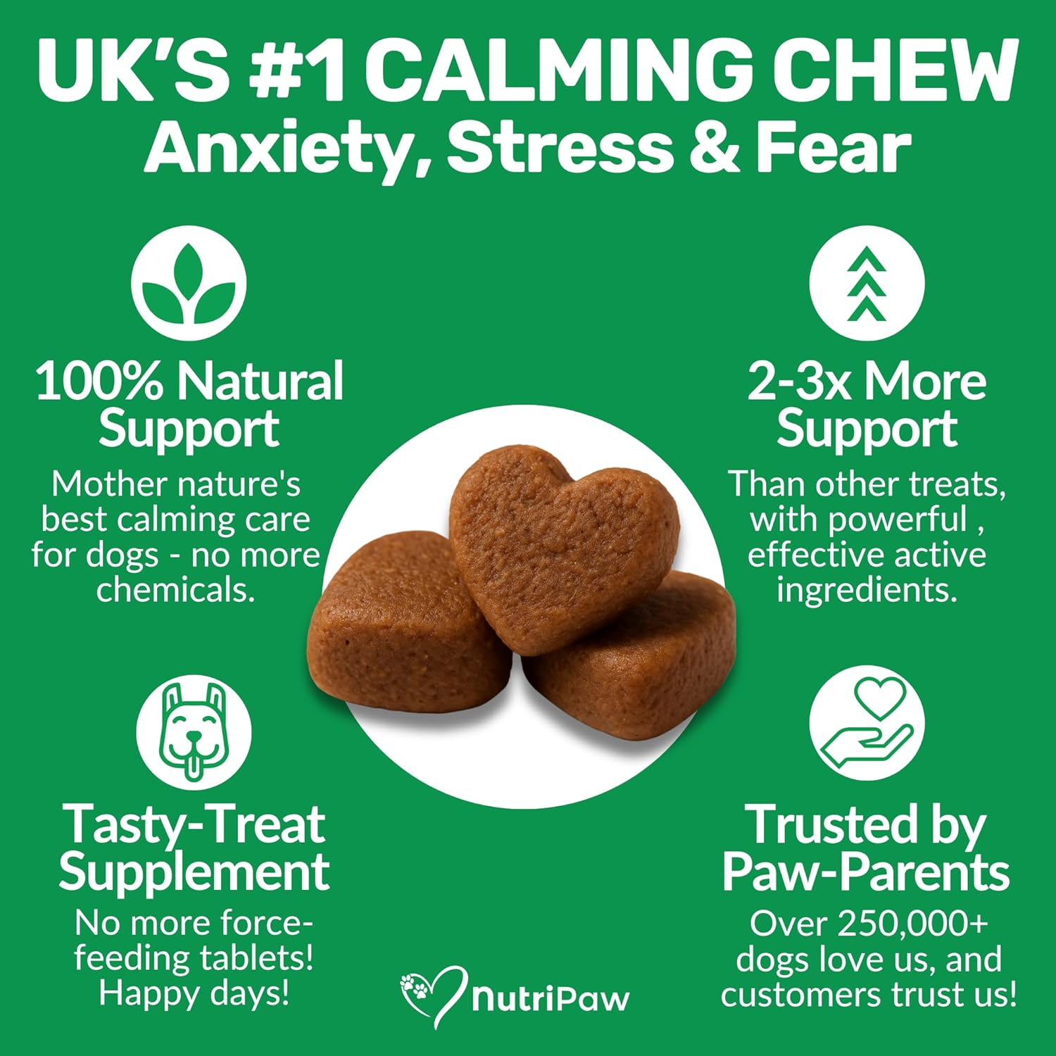 NutriPaw Calming Treats for Dogs | Natural Anxiety & Stress Relief Chews