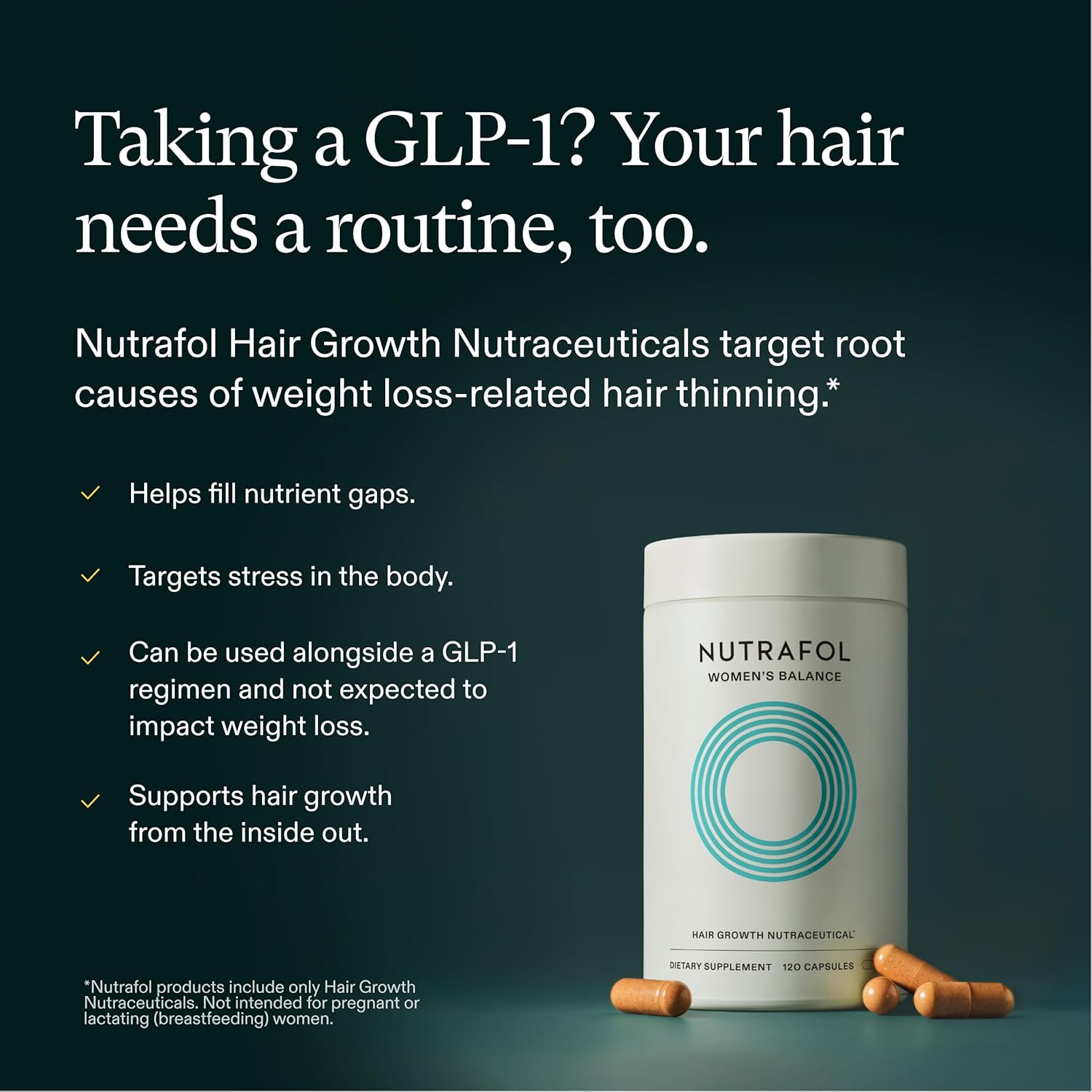 Nutrafol Women Hair Growth Supplement 120 Capsules | Women's Hair Wellness Formula