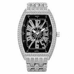 Luxury Iced - Out Crystal Men’s Watch – Diamond Tonneau Stainless Steel Quartz Watch fragrance