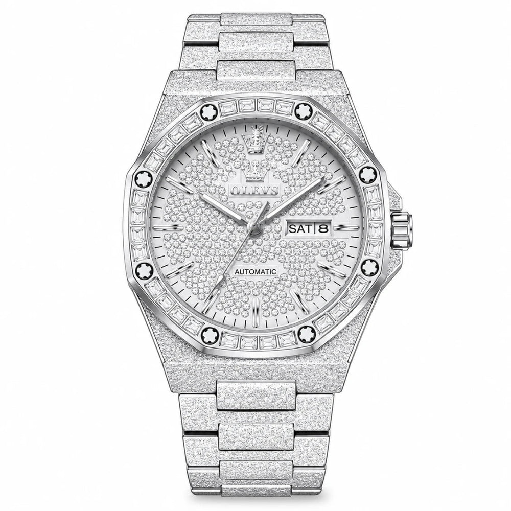 OLEVS 9803 Luxury Full Diamond Automatic Mechanical Watch for Men – Waterproof Stainless Steel Business Wristwatch fragrance