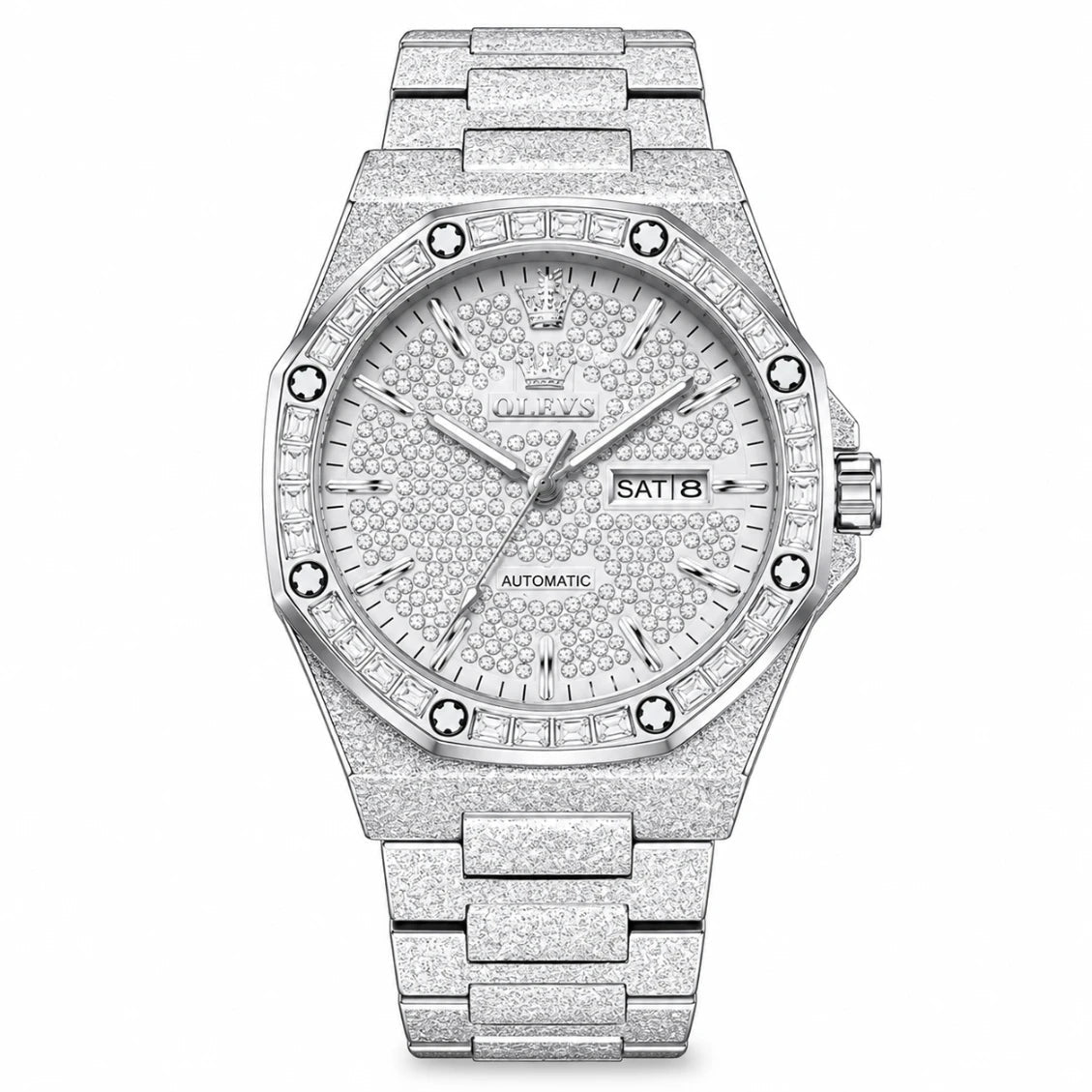OLEVS 9803 Luxury Full Diamond Automatic Mechanical Watch for Men – Waterproof Stainless Steel Business Wristwatch fragrance