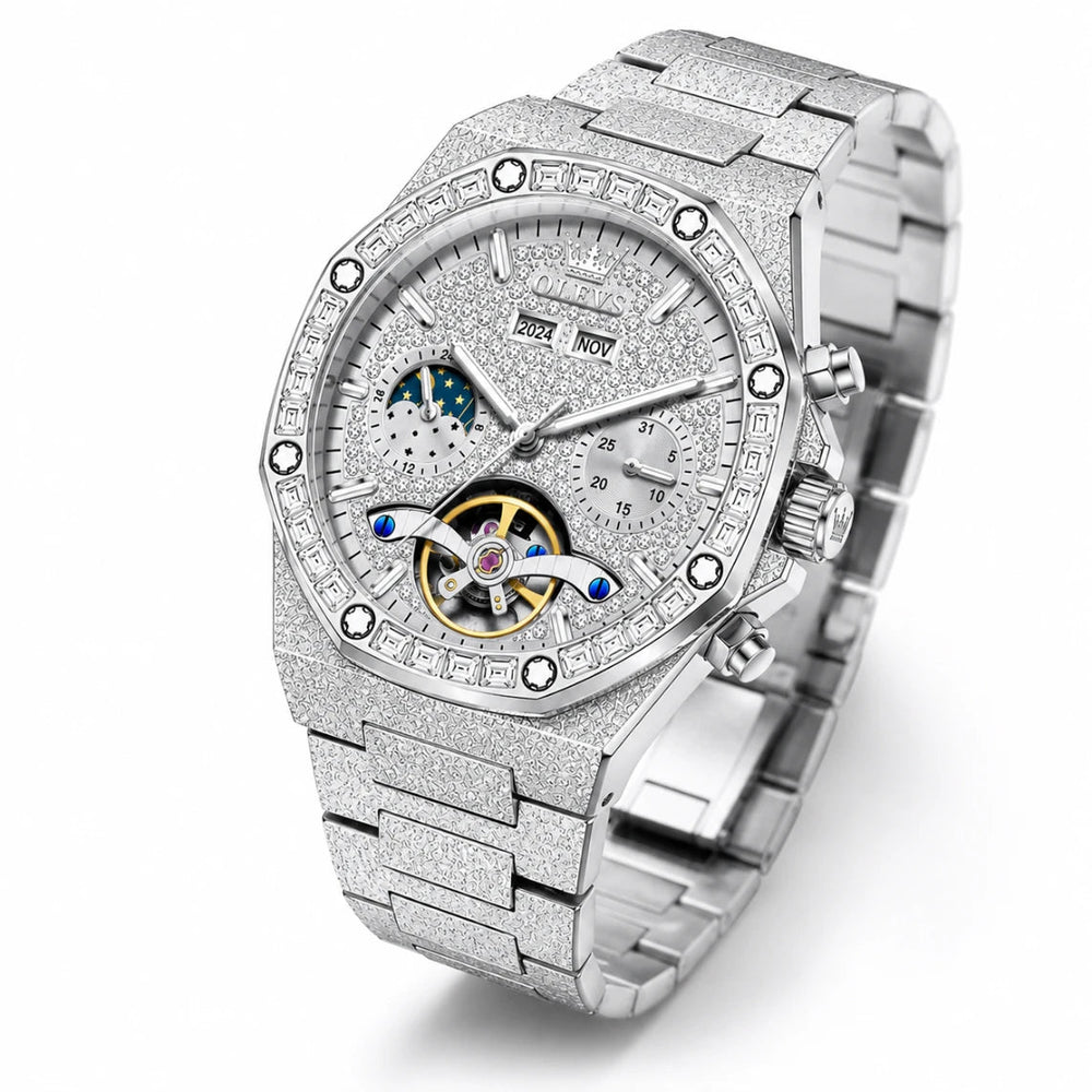 OLEVS Luxury Automatic Mechanical Watch for Men – Waterproof Diamond Dial Stainless Steel Business Wrist Watch fragrance