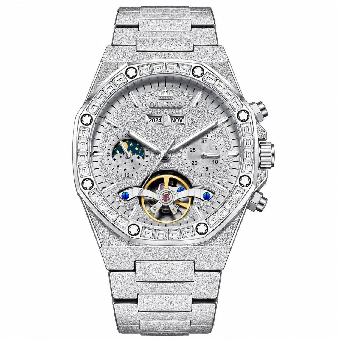 OLEVS Luxury Automatic Mechanical Watch for Men – Waterproof Diamond Dial Stainless Steel Business Wrist Watch fragrance